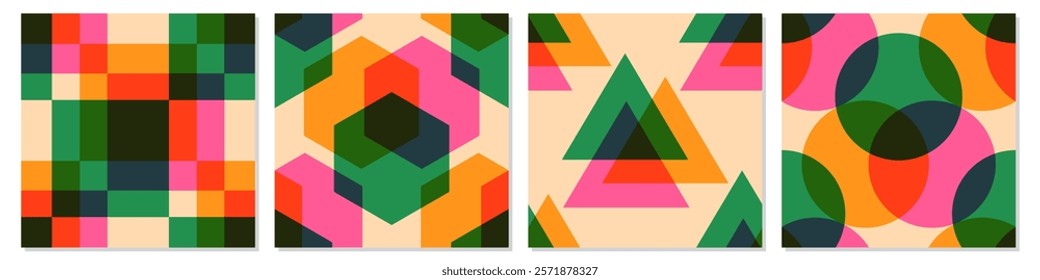 Set of trendy abstract backgrounds, contemporary seamless patterns