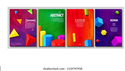 Set of trendy abstract backgrounds. Modern geometric gradients. Template for banner, brochure, book cover, booklet and other design works. Vector illustration.