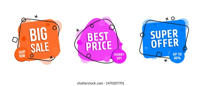 Set of trendy abstract banners. Flash sale poster and banner. Template ready for use in web or print design. Social media poster. Set vector poster for online shop.