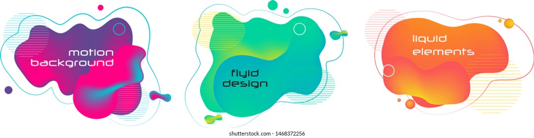 Set of trendy abstract banners. Modern Color abstract liquid shape, halftone patterns, fluid color overlap gradient background. Template ready for use in web or print design