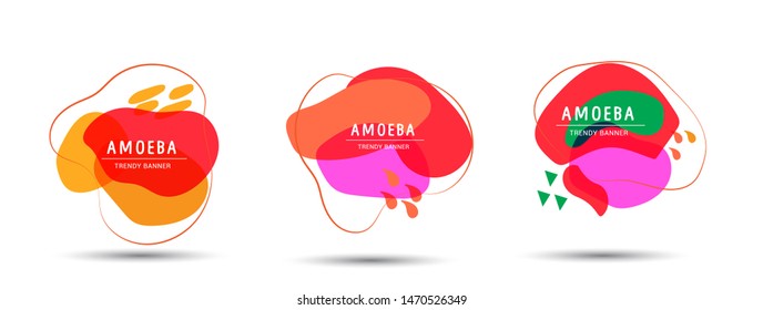 Set of trendy abstract banners. Vector banners in the style of memphis. Template ready for use in web or print design - Vector