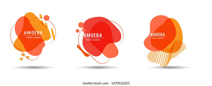 Set of trendy abstract banners. Vector banners in the style of memphis. Template ready for use in web or print design - Vector