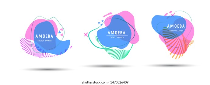 Set of trendy abstract banners. Vector banners in the style of memphis. Template ready for use in web or print design - Vector