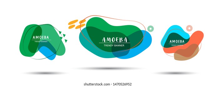Set of trendy abstract banners. Vector banners in the style of memphis. Template ready for use in web or print design - Vector
