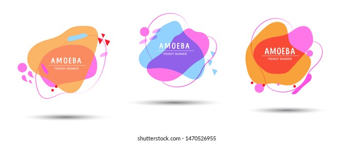 Set of trendy abstract banners. Vector banners in the style of memphis. Template ready for use in web or print design - Vector