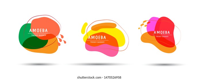 Set of trendy abstract banners. Vector banners in the style of memphis. Template ready for use in web or print design - Vector