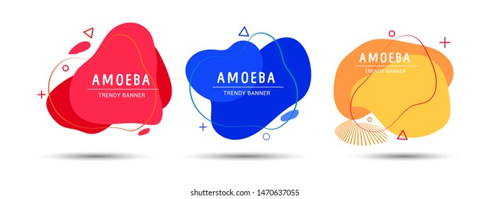 Set of trendy abstract banners. Vector banners in the style of memphis. Template ready for use in web or print design - Vector