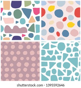 Set of trendy abstract blotch shape seamless pattern. Concept contemporary fabric textile design on white background. Modern backdrop for book covers, wallpapers, design, graphic art, wrapping