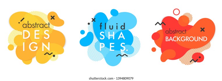Set of trendy abstract compositions with flowing liquid shapes and geometric elements.Dynamic fluid shapes.Abstract templates perfect for prints; flyers; banners; presentations; covers; logos and more