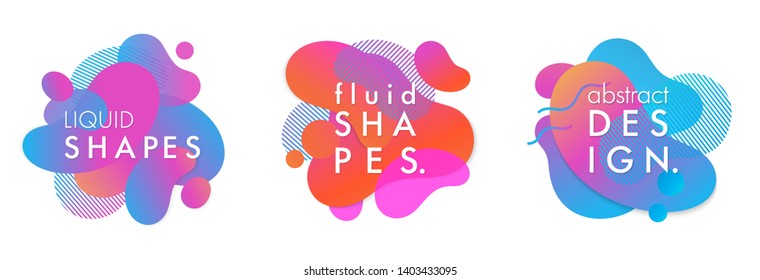 Set of trendy abstract compositions with flowing liquid shapes and geometric elements.Dynamic fluid shapes.Abstract templates perfect for prints; flyers; banners; presentations; covers; logos and more