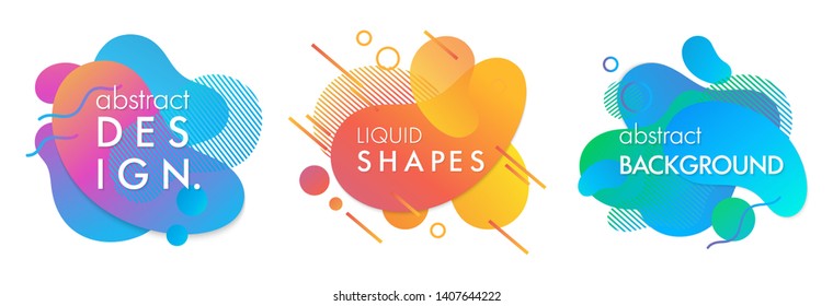 Set of trendy abstract compositions with flowing liquid shapes and geometric elements.Dynamic fluid shapes.Abstract templates perfect for prints; flyers; banners; presentations; covers; logos and more