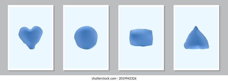 Set of trendy abstract creative minimal artistic hand painted compositions for wall decoration, postcard or brochure cover design. Vector illustration.