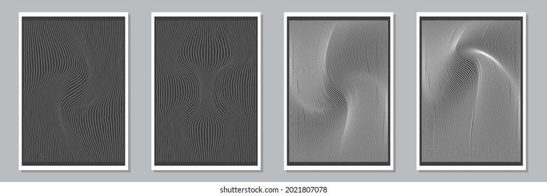Set of trendy abstract creative minimal artistic hand painted compositions for wall decoration, postcard or brochure cover design. Vector illustration.