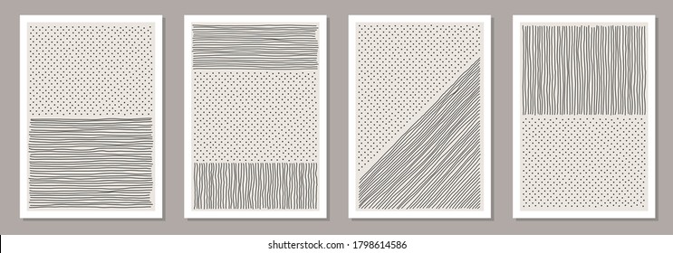 Conjunto de composición artística artística artística, artística, abstracta y moderna, ideal para la decoración de paredes, como diseño postal o de folletos, ilustración vectorial