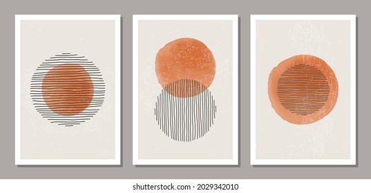 Set of trendy abstract creative minimalist artistic hand drawn composition