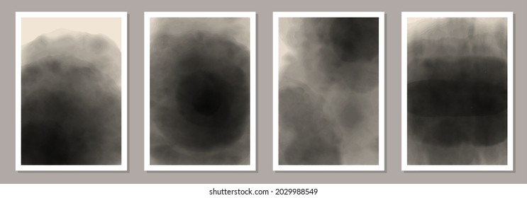 Set of trendy abstract creative minimalist artistic hand painted composition