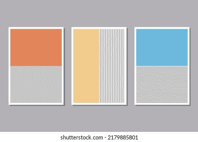 Set of trendy abstract creative minimalist artistic hand painted composition ideal for wall decoration, such as postcard or brochure design, vector illustration	
