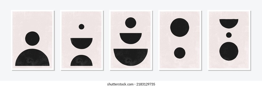 Conjunto de maquetación artística artística, artística y creativa a la moda, abstracta y moderna, ideal para la decoración de paredes, como el diseño de postales o folletos, ilustración vectorial	
