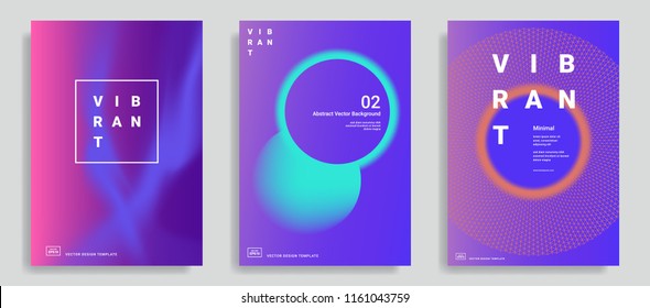 Set of trendy abstract design template with vibrant gradient shapes. Bright colors. Applicable for covers, brochures, flyers, presentations, identity and banners. Vector illustration. Eps10