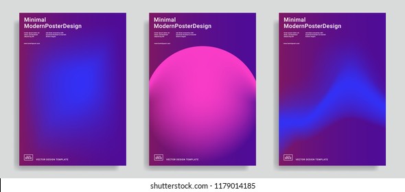 Set of trendy abstract design templates with vibrant gradient shapes. Bright colors. Applicable for covers, brochures, flyers, presentations, identity and banners. Vector illustration. Eps10