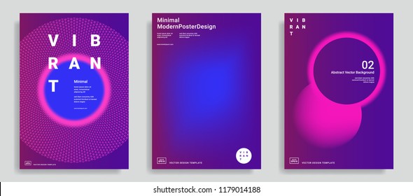 Set of trendy abstract design templates with vibrant gradient shapes. Bright colors. Applicable for covers, brochures, flyers, presentations, identity and banners. Vector illustration. Eps10