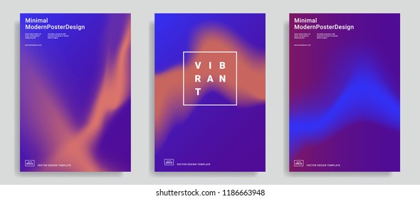 Set of trendy abstract design templates with vibrant gradient shapes. Bright colors. Applicable for covers, brochures, flyers, presentations, identity and banners. Vector illustration. Eps10