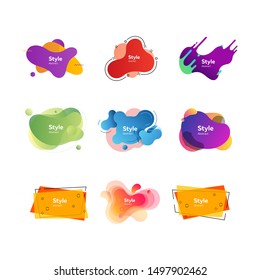 Set of trendy abstract elements. Gradient liquid shapes with multi layer effect. Templates for presentations, banners, flyers and apps. Vector illustration