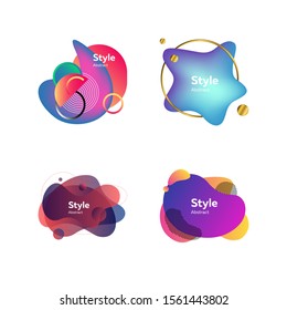 Set of trendy abstract elements. Gradient liquid shapes with multi layer effect. Templates for presentations, banners, flyers and apps. Vector illustration