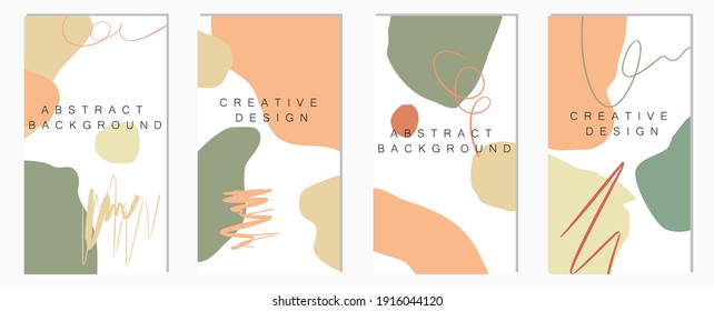 Set of trendy abstract floral art templates. For social media posts, mobile apps, banners design and web ads. Vector illustration.