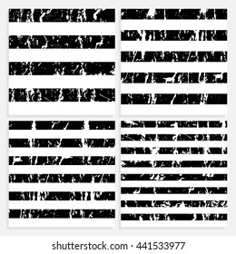 Set of trendy abstract geometric seamless vector striped pattern. White and black stripped background.
