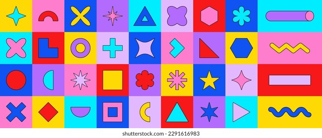 Set of trendy abstract geometric shapes. Geometric shape elements for background, poster, cover, banner.
