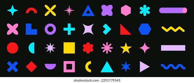 Set of trendy abstract geometric shapes. Geometric shape elements for background, poster, cover, banner.