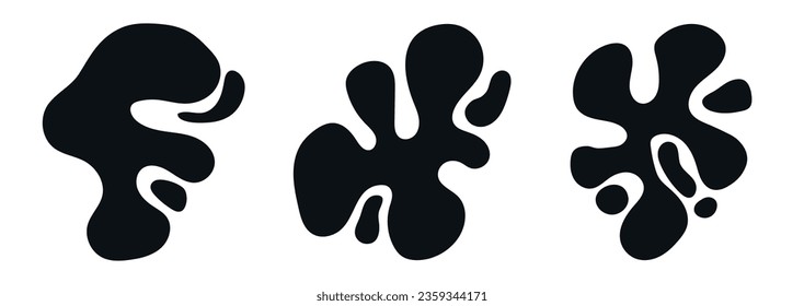 Set of trendy abstract shapes, blobs collection, hand draw blots, random blobs design black abstract forms, simple forms.