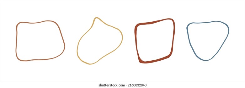 Set of trendy abstract shapes for design of social networks, collages, posters, postcards, patterns, advertising banners. Illustrations in style of doodle, boho, hand draw
