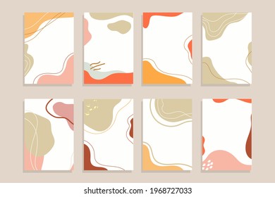 Set of trendy abstract shapes template cards. Social media blank, summer sale