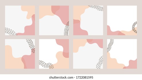 Set of trendy abstract square art template. Abstract cover with summer concept