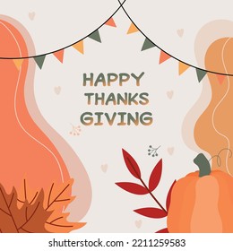 Setzen Sie trendige abstrakte quadratische Kunstvorlagen mit floralen und geometrischen Elementen ein.Setzen Sie trendige abstrakte quadratische Kunstvorlagen mit floralen und geometrischen Elementen. Grußkartenvorlage für Thanksgiving