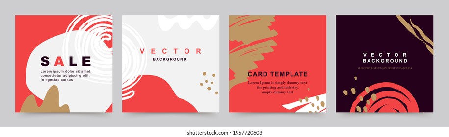 Set of trendy abstract  square templates for sale, social media posts and stories, mobile apps, banners design, web or internet ads, cards, flyers. Fashion backgrounds. Vector illustration