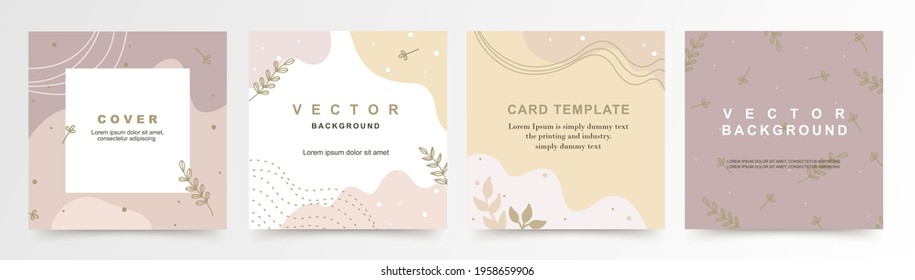 Set of trendy abstract  square templates for  social media posts and stories, sale promotion,mobile apps, banners design, web or internet ads, cards, flyers. Vector cover  backgrounds.  