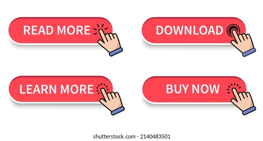 Set of trendy action button for web, mobile app. Template navigation button menu. Read more, download, buy now. Vector EPS 10. Isolated on white background.
