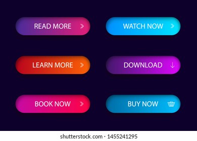 Set of trendy action button for web,mobile app.Template navigation button menu.Gradient icon submit for shop, game.vector eps10