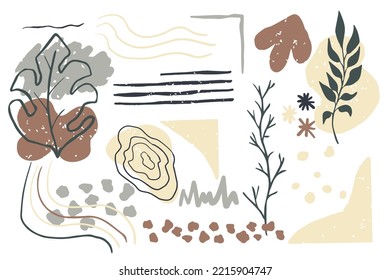 Set Trendy aesthetic organic shapes abstract splodge elements textured collection bohemian isolated on white background. minimal forms element for design