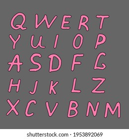 Set of trendy alphabet letters. Vector illustration isolated on gray background, can be used in your projects in banners and posters. Cartoon.