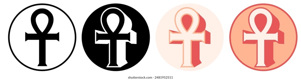 Set trendy Ankh Symbol icon pictogram vector illustration