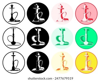 set trendy Arabian hookah symbol. shisha icon pictogram design vector illustration