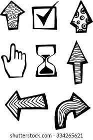 Set of trendy  arrows and signs