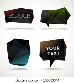 Set of trendy black crystal banners. Vector illustration. 