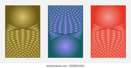 Set of Trendy Blank Poster with Modern Shiny Geometric Gradient Pattern