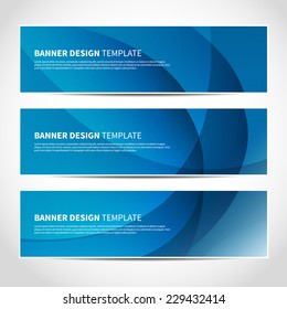Set von trendigen blauen Vektorbanner-Vorlagen oder Website-Headern mit abstraktem geometrischem Hintergrund. Vektordesign-Illustration EPS10