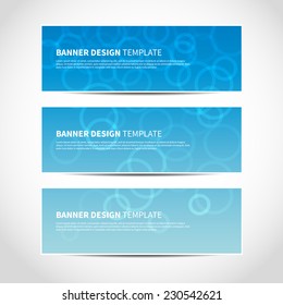 Set of trendy blue vector banners template or website headers with abstract geometric bubbles background. Vector design illustration EPS10